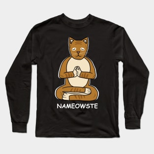 Nameowste Cat Meditation Yoga Cat Lover Namsate Long Sleeve T-Shirt